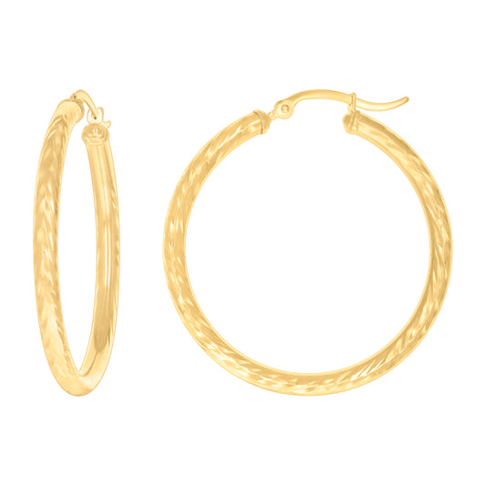14Kt Gold Fancy Hoop Earrings 3mm-38