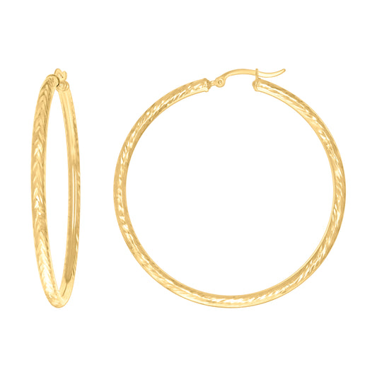 14Kt Gold Fancy Hoop Earrings 3mm-57