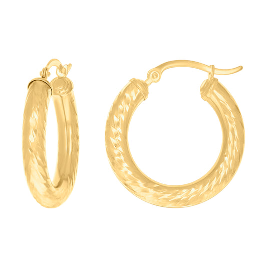 14Kt Gold Fancy Hoop Earrings 4mm-25