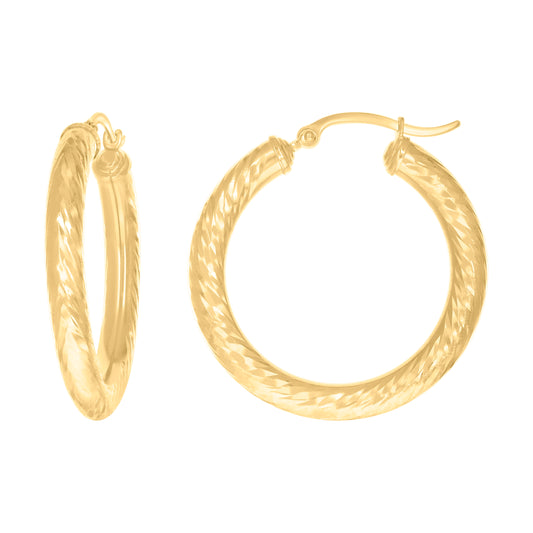 14Kt Gold Fancy Hoop Earrings 4mm-31