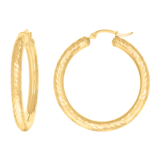 14Kt Gold Fancy Hoop Earrings 4mm-38
