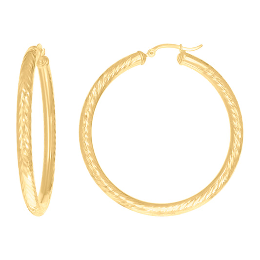 14Kt Gold Fancy Hoop Earrings 4mm-50