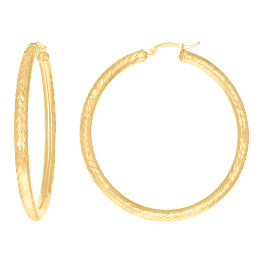 14Kt Gold Fancy Hoop Earrings 4mm-57