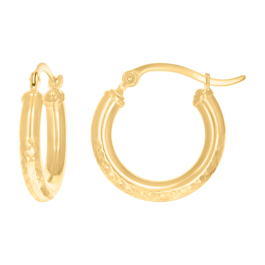 14Kt Gold Fancy Hoop Earrings 3mm-19