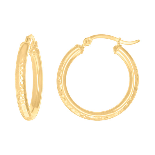 14Kt Gold Fancy Hoop Earrings 3mm-25