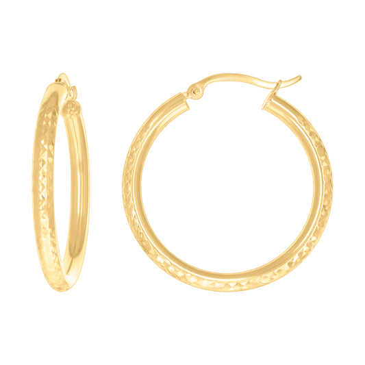 14Kt Gold Fancy Hoop Earrings 3mm-31
