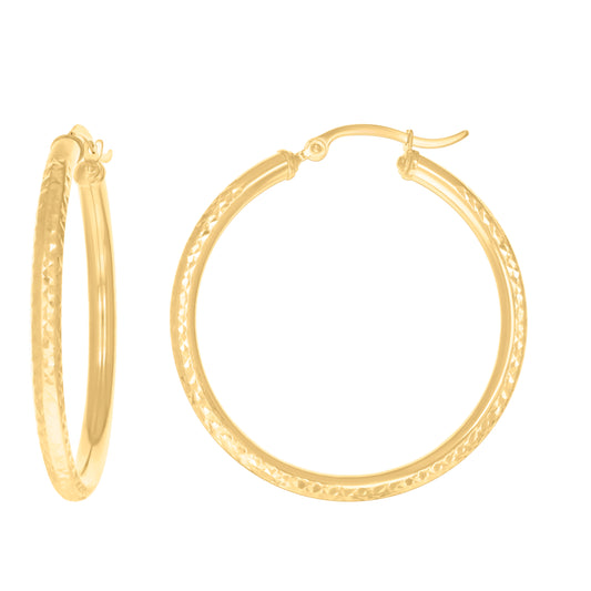 14Kt Gold Fancy Hoop Earrings 3mm-38