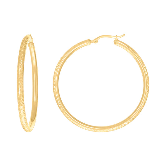 14Kt Gold Fancy Hoop Earrings 3mm-50