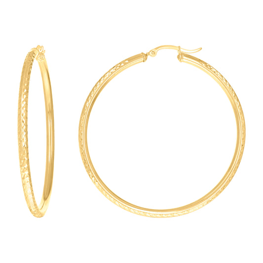 14Kt Gold Fancy Hoop Earrings 3mm-57