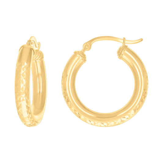 14Kt Gold Fancy Hoop Earrings 4mm-25