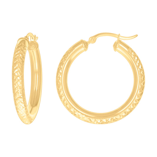 14Kt Gold Fancy Hoop Earrings 4mm-31