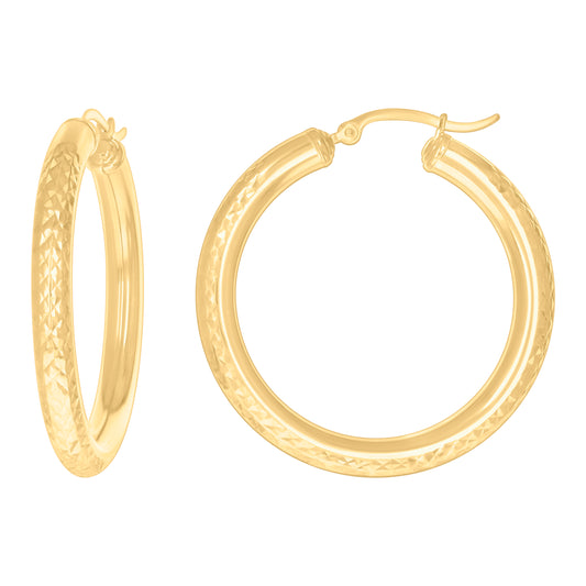 14Kt Gold Fancy Hoop Earrings 4mm-38