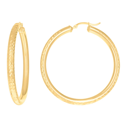 14Kt Gold Fancy Hoop Earrings 4mm-50
