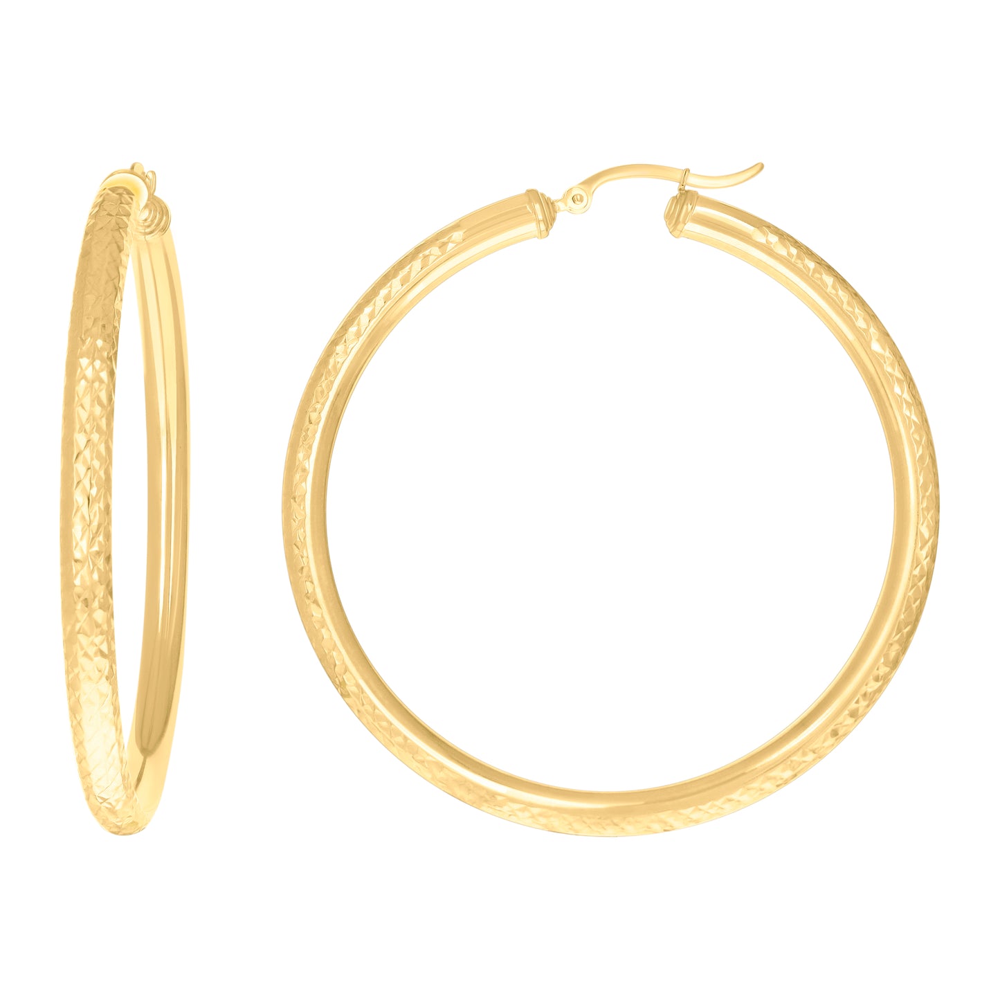 14Kt Gold Fancy Hoop Earrings 4mm-57