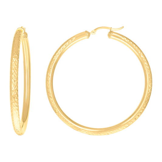 14Kt Gold Fancy Hoop Earrings 4mm-57