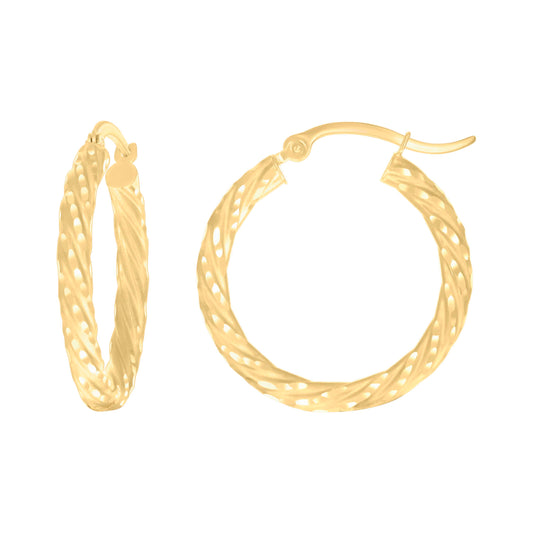 14Kt Gold Fancy Hoop Earrings 3mm-25