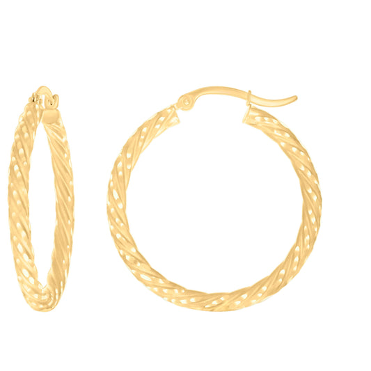 14Kt Gold Fancy Hoop Earrings 3mm-31