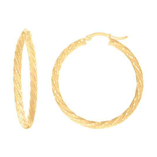 14Kt Gold Fancy Hoop Earrings 3mm-38