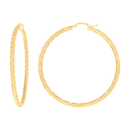 14Kt Gold Fancy Hoop Earrings 3mm-50