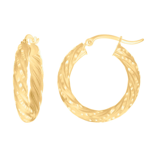 14Kt Gold Fancy Hoop Earrings 4mm-25