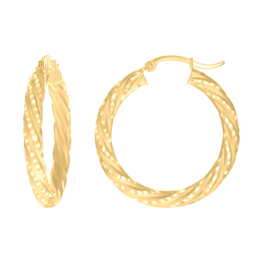 14Kt Gold Fancy Hoop Earrings 4mm-31