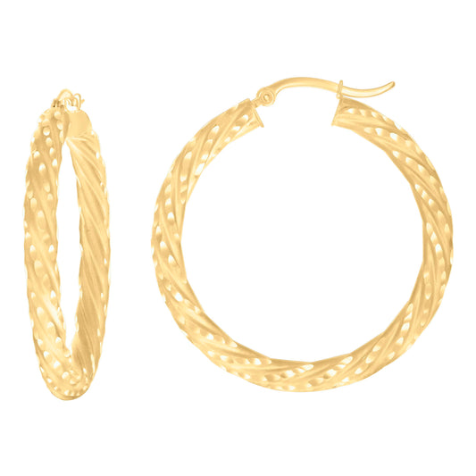 14Kt Gold Fancy Hoop Earrings 4mm-38