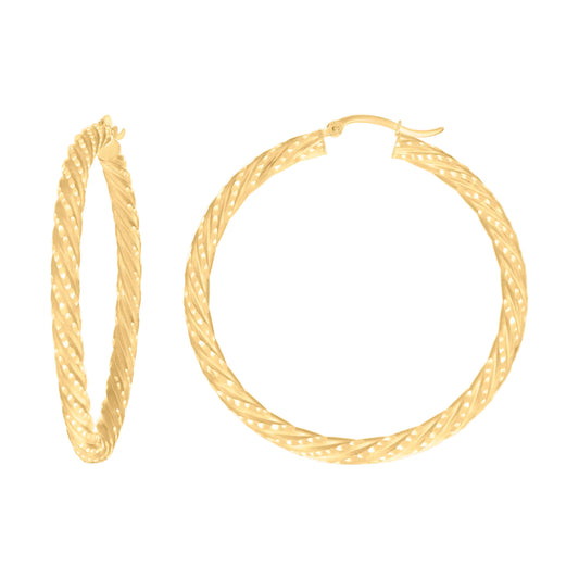14Kt Gold Fancy Hoop Earrings 4mm-50