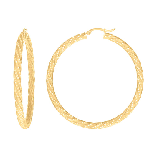 14Kt Gold Fancy Hoop Earrings 4mm-57