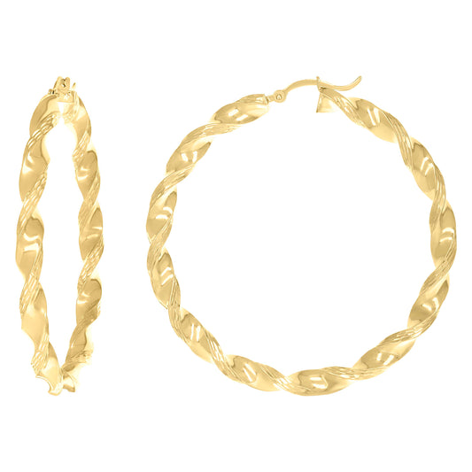 14Kt Gold Fancy Hoop Earrings 4mm-50
