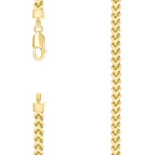 925 Silver Hollow Franco Chain Yellow 5.4mm