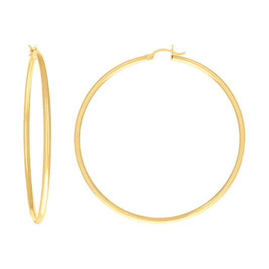 14Kt Gold 2mm-60 Plain Hoop Earrings