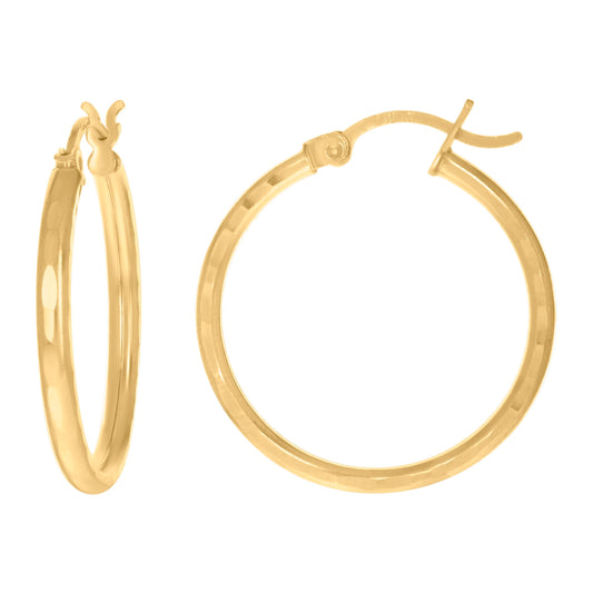 14Kt Gold D/C Hoop Earrings 2mm-22
