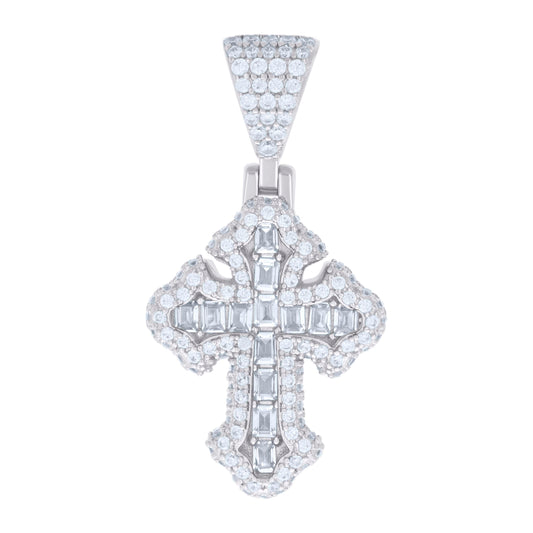 925 Sterling Silver Cz 1" Cross Pendant