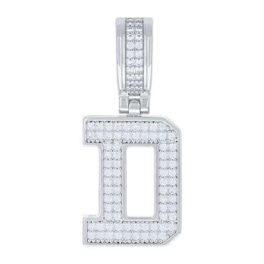 925 Silver Initial Letter "D" Pendant Moissanite C