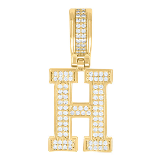 925 Silver Initial Letter "H" Pendant Moissanite C