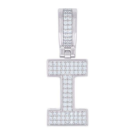 925 Silver Initial Letter "I" Pendant Moissanite C