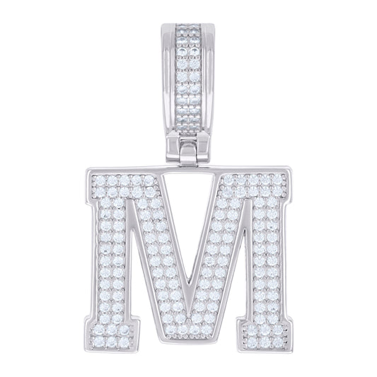 925 Silver Initial Letter "M" Pendant Moissanite C