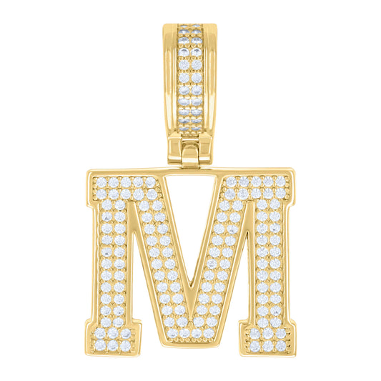 925 Silver Initial Letter "M" Pendant Moissanite C
