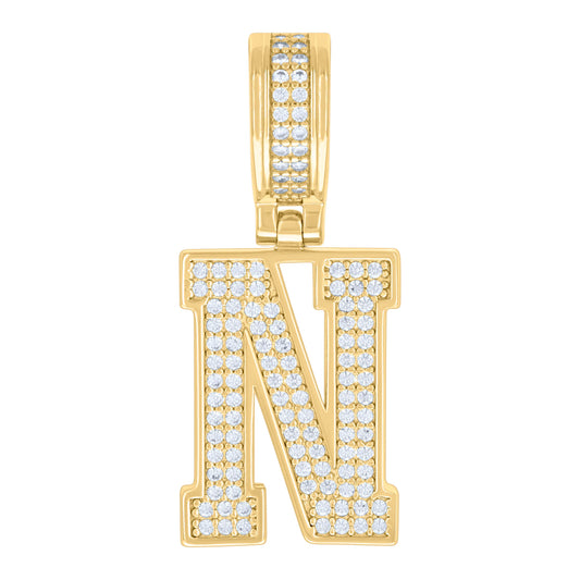 925 Silver Initial Letter "N" Pendant Moissanite C