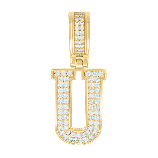 925 Silver Initial Letter "U" Pendant Moissanite C