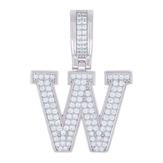 925 Silver Initial Letter "W" Pendant Moissanite C