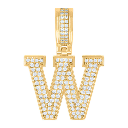 925 Silver Initial Letter "W" Pendant Moissanite C