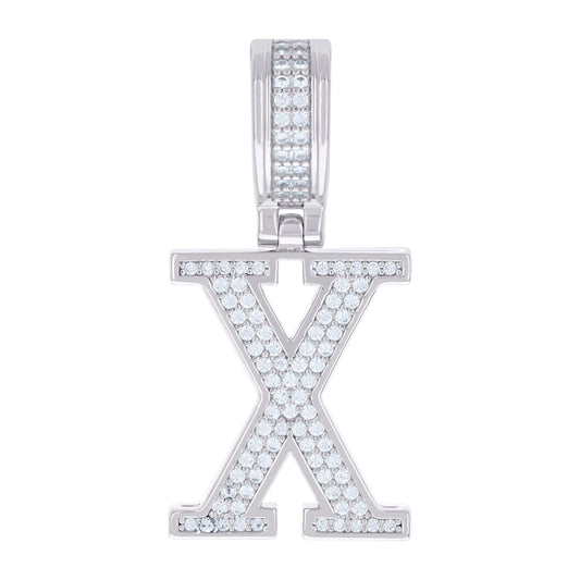 925 Silver Initial Letter "X" Pendant Moissanite C