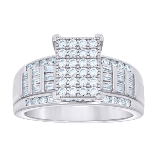 925 Sterling Silver R:0.71 B:0.47Ctw Moissanite Ri