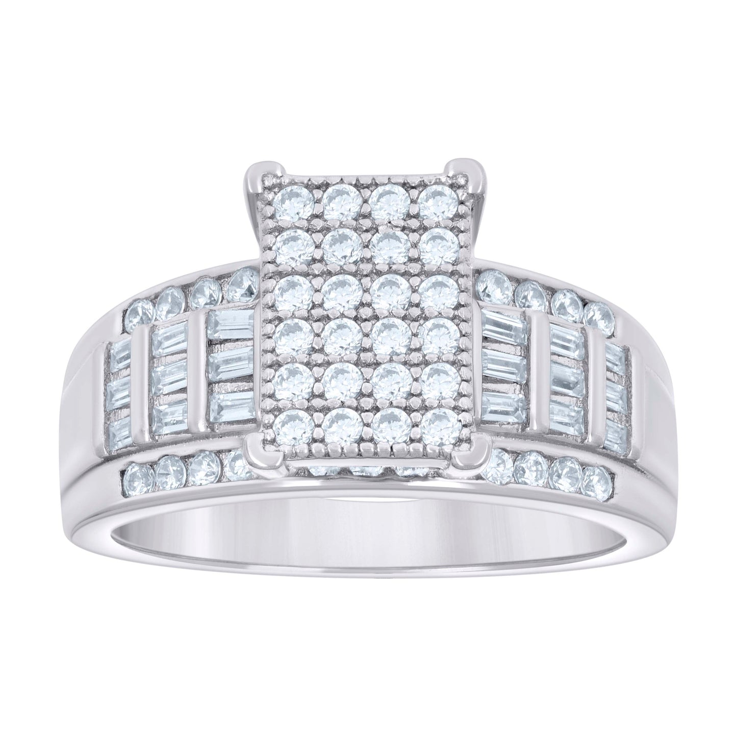 925 Sterling Silver R:0.71 B:0.47Ctw Moissanite Ri