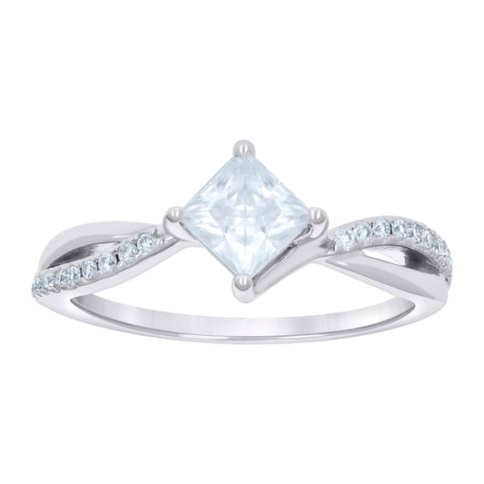 925 Sterling Silver R:0.21Ctw;B:1Ctw Moissanite Ri