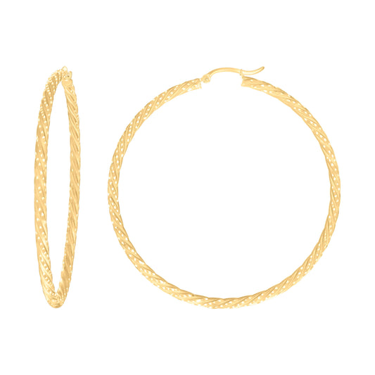 14Kt Gold Fancy Hoop Earrings 3mm-63