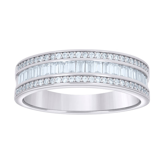 925 Sterling Silver 1.20Ctw Moissanite Ring Band S