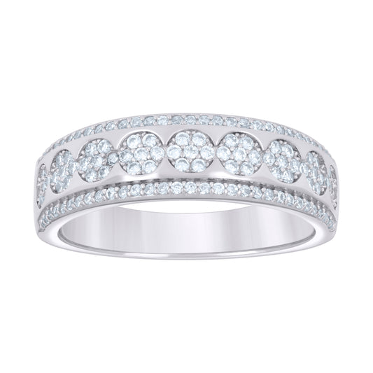 925 Sterling Silver 0.81Ctw Moissanite Ring Band S