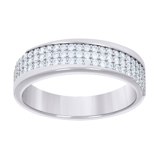 925 Sterling Silver 0.60Ctw Moissanite Ring Band S